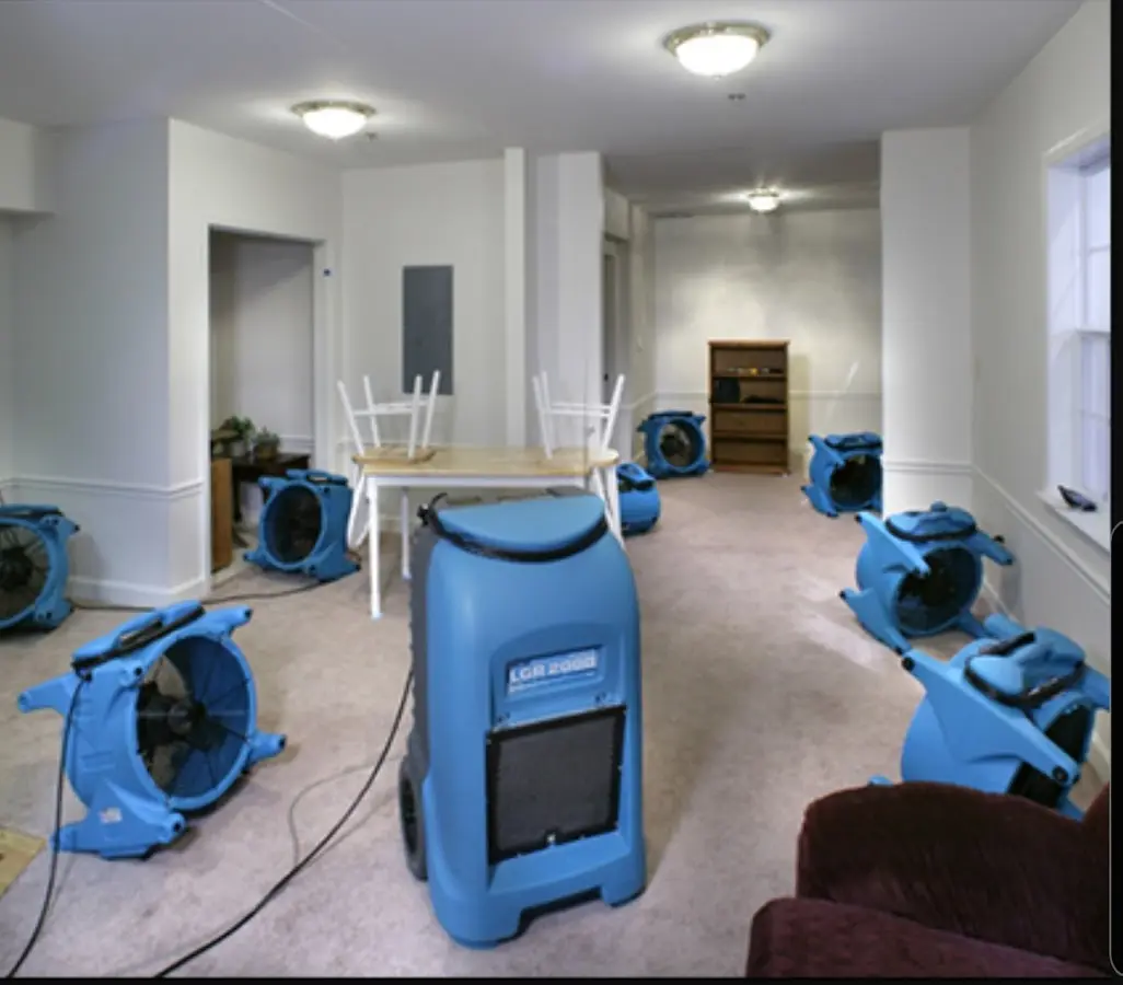 Air movers and dehumidifier setup for Water Extraction & Removal in Iowa Park